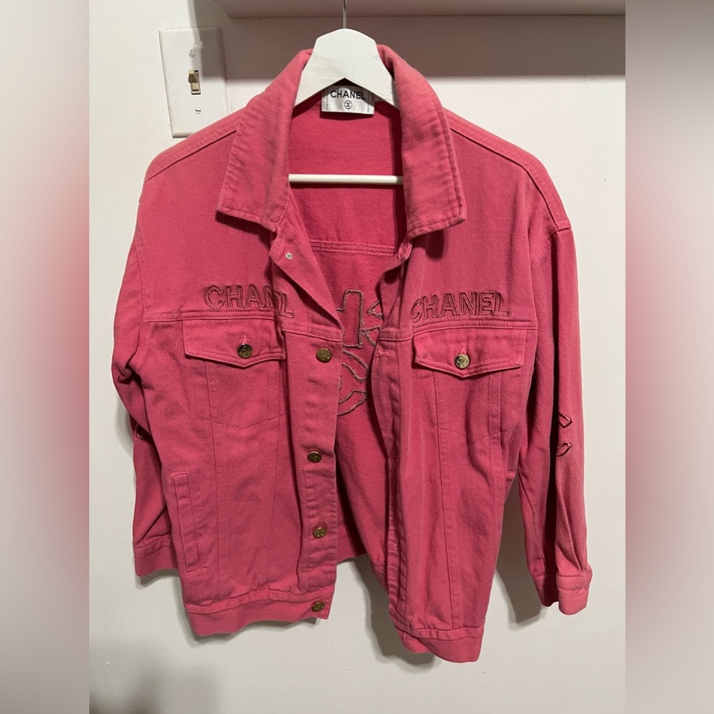 Chanel pink denim jacket